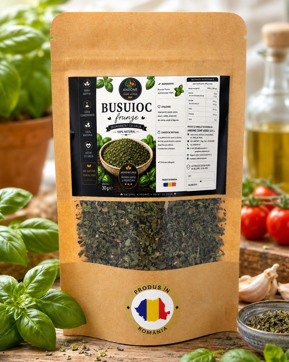 Busuioc frunze deshidratate 30g Andone Camp Verde